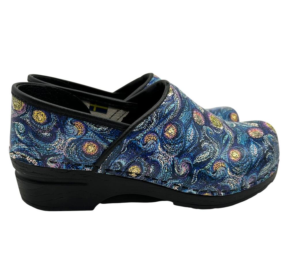 Bjork Professional Starry Night Clogs Size 37 38 Leather Slip On Comfort Swedish